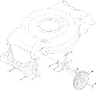 Baffle And Front Wheel Assembly Diagram and Parts List for 10630 (313000001 - 313999999)(2013) Lawn Boy Lawn Mower